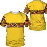 Men's African Dashiki Print T-Shirt & Shorts Set AlansiHouse Tees-Gold 4XL 