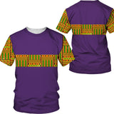 Men's African Dashiki Print T-Shirt & Shorts Set AlansiHouse Tees-Purple XXXL 