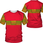 Men's African Dashiki Print T-Shirt & Shorts Set AlansiHouse Tees-Rose 5XL 