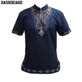 Men's African Dashiki T-Shirt AlansiHouse Navy Blue XL 