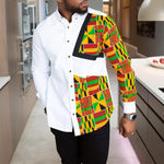 Men's African Kente Print Dress Shirt AlansiHouse 