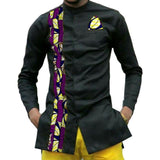 Men's African Print Long-Sleeve Collar Dress Shirt AlansiHouse 12 XS 