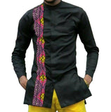 Men's African Print Long-Sleeve Collar Dress Shirt AlansiHouse 7 S 