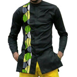 Men's African Print Long-Sleeve Collar Dress Shirt AlansiHouse 8 S 