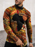 Men's African Print Long Sleeve Sweater AlansiHouse 
