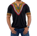 Mens African Tops Tee Shirt + Dashiki Casual Short Sleeve AlansiHouse 