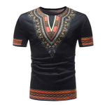Men's Dashiki Print Short Sleeve T-Shirt AlansiHouse black M 