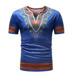 Men's Dashiki Print Short Sleeve T-Shirt AlansiHouse blue M 