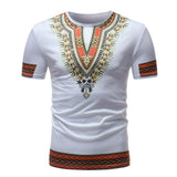 Men's Dashiki Print Short Sleeve T-Shirt AlansiHouse white M 
