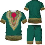 Men's Dashiki Print T-shirt + Shorts Set AlansiHouse 13077 S China
