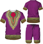 Men's Dashiki Print T-shirt + Shorts Set AlansiHouse 13079 S China