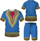 Men's Dashiki Print T-shirt + Shorts Set AlansiHouse 13081 S China
