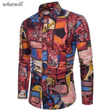 Mens Dress Shirt + African Design (Asian size) AlansiHouse CS21 red XL 