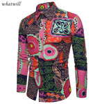 Mens Dress Shirt + African Design (Asian size) AlansiHouse CS34 red M 