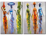 Modern Abstract African Women Wall Art Canvas Painting AlansiHouse 20x30cm no frame Two Pieces 