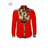 Modern Men's African Dashiki Print Long Sleeve Dress Shirt AlansiHouse 1 XL 