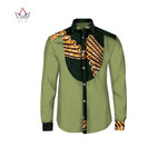 Modern Men's African Dashiki Print Long Sleeve Dress Shirt AlansiHouse 12 XL 