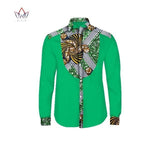 Modern Men's African Dashiki Print Long Sleeve Dress Shirt AlansiHouse 14 XL 