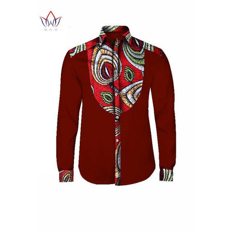 Modern Men's African Dashiki Print Long Sleeve Dress Shirt AlansiHouse 3 XL 
