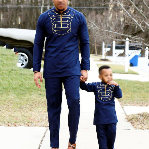 Modern Traditional African Shirt and Pants Set - Men's and Boys AlansiHouse 