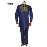 Modern Traditional African Shirt and Pants Set - Men's and Boys AlansiHouse men dark blue XL 