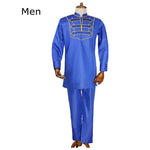 Modern Traditional African Shirt and Pants Set - Men's and Boys AlansiHouse men royal blue L 