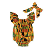 Simple African Dashiki Clothing for Girls AlansiHouse Romper and Headband 120 