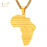 Stainless Steel Gold / Rose Gold Map of Africa Pattern Pendant Necklace AlansiHouse 