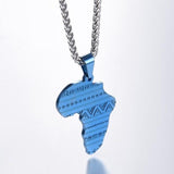 Stainless Steel Gold / Rose Gold Map of Africa Pattern Pendant Necklace AlansiHouse Blue Color No Personalization United States