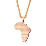 Stainless Steel Gold / Rose Gold Map of Africa Pattern Pendant Necklace AlansiHouse Rose Gold Color No Personalization United States