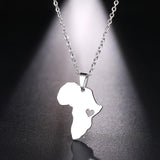 Stainless Steel Pendant Necklace of Africa Map in Gold and Silver AlansiHouse Silver 45cm 