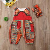 Summer African Dresses for Kids + Girls Dashiki Jumpsuit AlansiHouse orange M 
