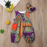 Summer African Dresses for Kids + Girls Dashiki Jumpsuit AlansiHouse Purple L 