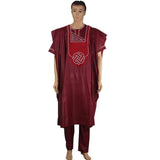 Traditional African 3 Piece Suit with Top Shirt and Pants (No Hat) AlansiHouse Multi XL 