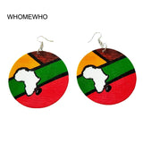 Tribal Wood Africa Map Continent + Round Vintage Earring Women AlansiHouse 