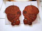 Tribal Wood Afro Pattern Earrings AlansiHouse 
