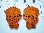 Tribal Wood Afro Pattern Earrings AlansiHouse B 