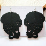 Tribal Wood Afro Pattern Earrings AlansiHouse C 