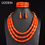 UDDEIN Nigerian Jewelry Set + Beads Necklace with Earring and Collar AlansiHouse 