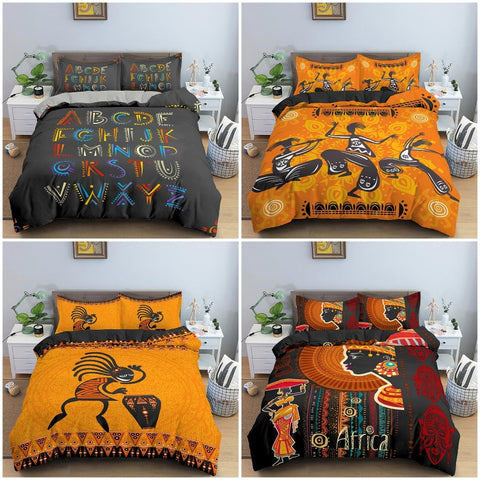 Vibrant African Art Bedding Set (Duvet + Pillowcase) AlansiHouse 