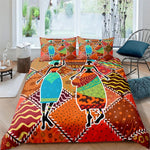 Vibrant African Art Bedding Set (Duvet + Pillowcase) AlansiHouse LXF141-4 US Queen 228x228cm 