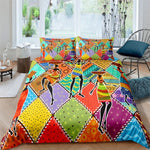 Vibrant African Art Bedding Set (Duvet + Pillowcase) AlansiHouse LXF141-5 AU Single 140x210cm 