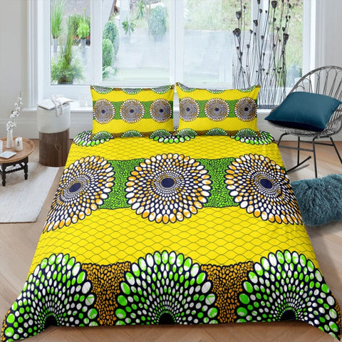 Vibrant African Print Bedding Set (Duvet + Pillowcase) AlansiHouse 1 US Full 203x228cm 