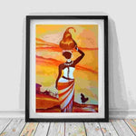 Vintage African Art Canvas Painting AlansiHouse 20x30CM No Frame 2 