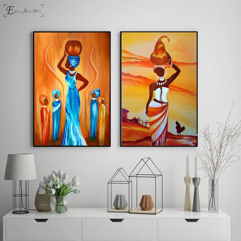 Vintage African Art Canvas Painting AlansiHouse 