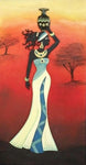 Vintage African Canvas Painting AlansiHouse 20x40cm no frame V54 