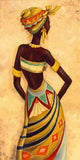 Vintage African Canvas Painting AlansiHouse 20x40cm no frame V55 