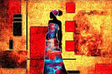 Vintage African Women Abstract Landscape Canvas Art Painting AlansiHouse 60x90cm no frame L1261 