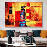 Vintage African Women Abstract Landscape Canvas Art Painting AlansiHouse 