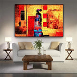 Vintage African Women Abstract Landscape Canvas Art Painting AlansiHouse 
